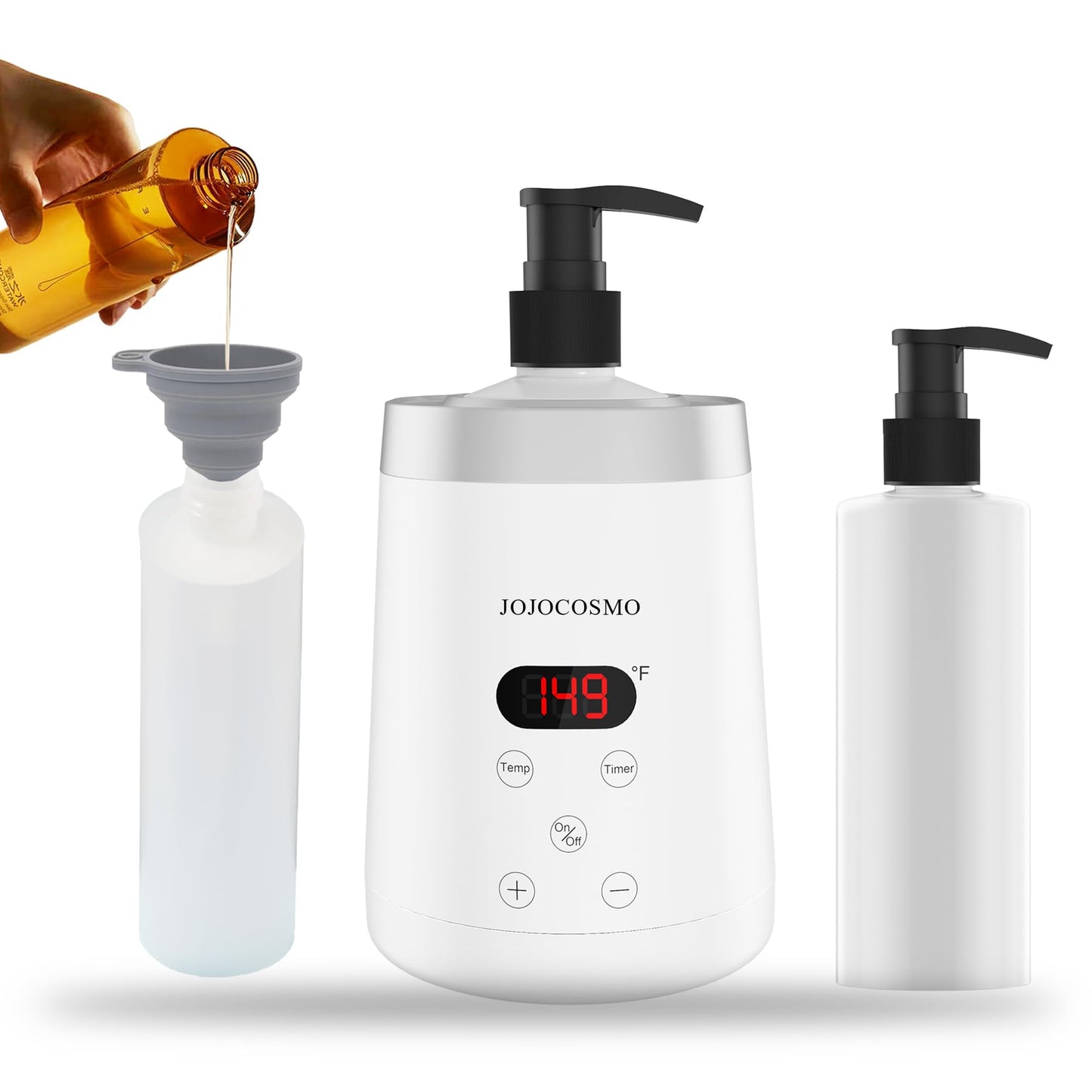 JOJOCOSMO Massage Oil Warmer Professional Lotion Warmers for SPA, Automatic Oil Lotion Cream Warmer For Salon, Home, with Two Oil Bottle Dispenser (White)