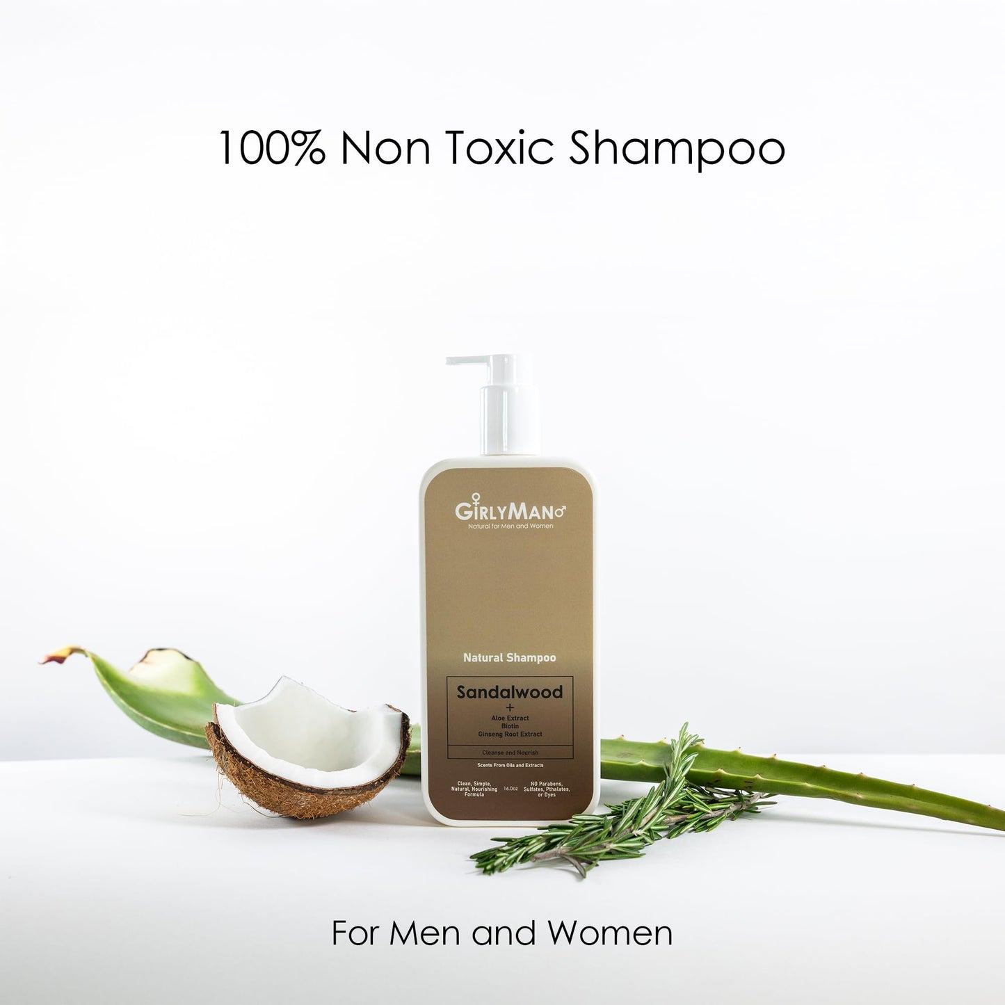 Natural Non Toxic Shampoo-Made with Olive Oil, Argan Oil, & Biotin, No Artificial Fragrance, Nourishing Ingredients, For All Hair Types, Family Owned (Sandalwood)