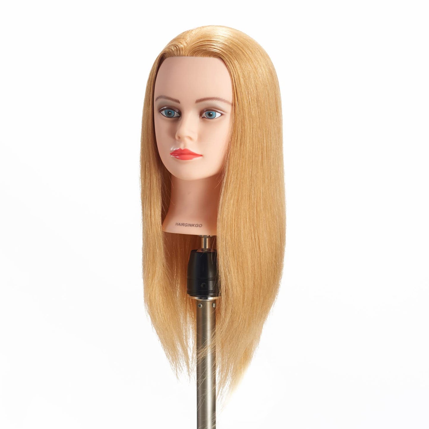 Mannequin Head 20"-22" 100% Human Hair Manikin Head Hairdresser Training Head Cosmetology Doll Head for Styling Dye Cutting Braiding Practice with Clamp Stand (91812W2714)