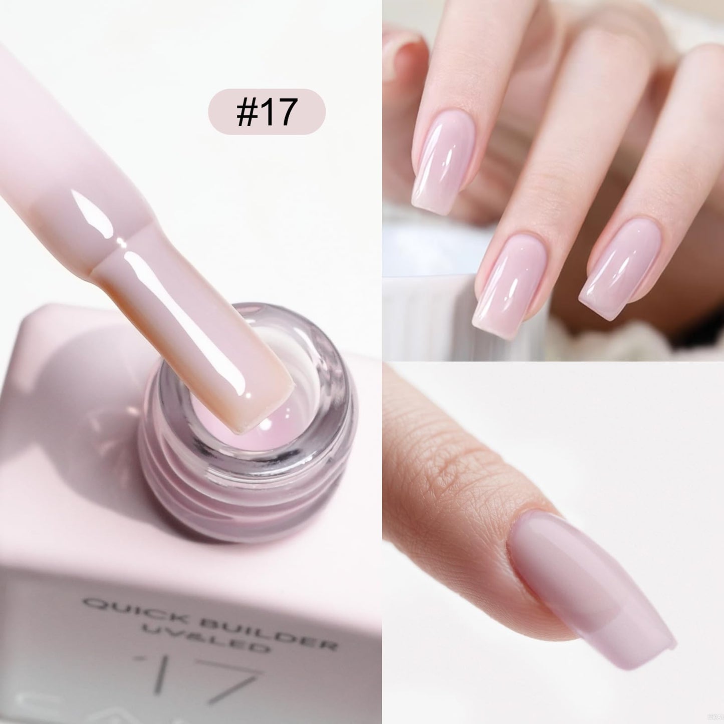 CANNI Quick Builder Nail Gel For Nails Set – 6 Colors 9ML Clear White Pink, Soak Off UV LED Nail Extensions & Strengthening, Self-Leveling Builder Gel for DIY Manicure & Salon Use Women