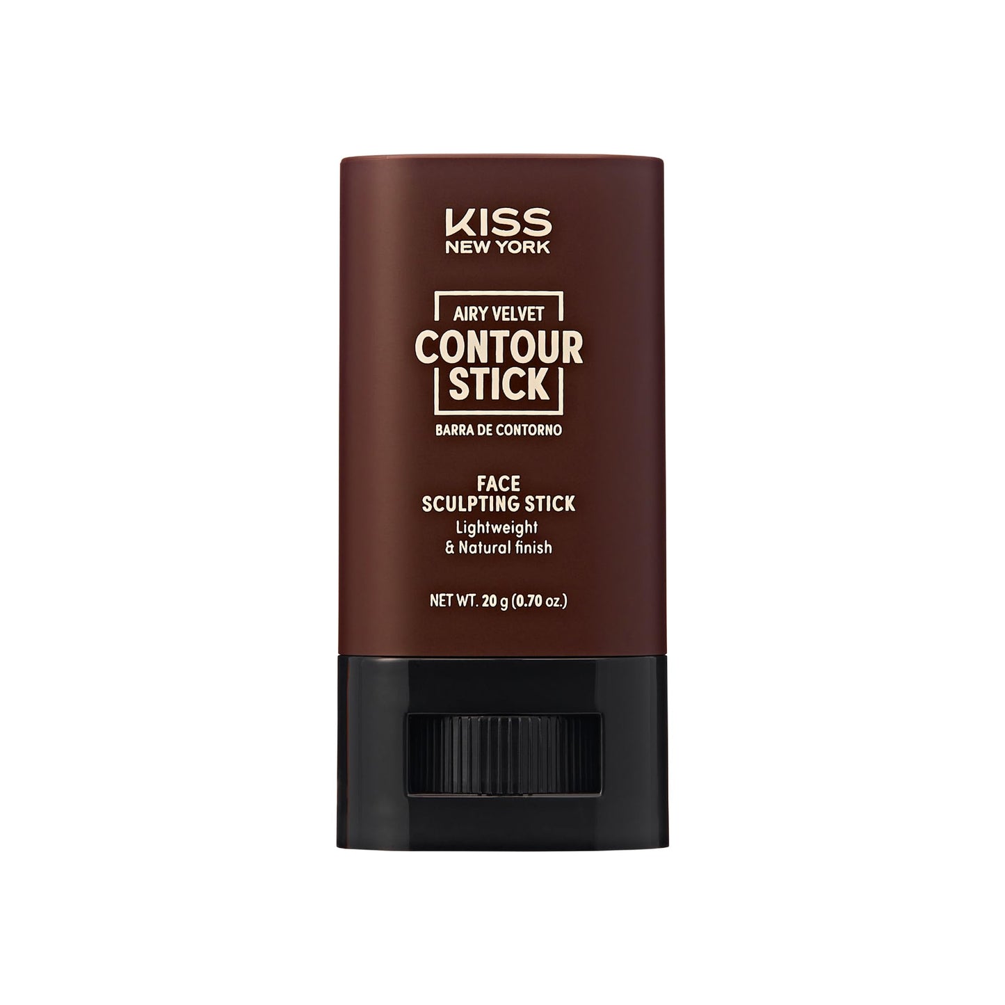 Kiss New York Airy Velvet Contour Stick, Cool Toned Face Sculpting Cream Makeup, Buildable with Lightweight Natural Finish, Hyaluronic Acid & Green Tea Extract (8 Deep, 0.70 Ounce)