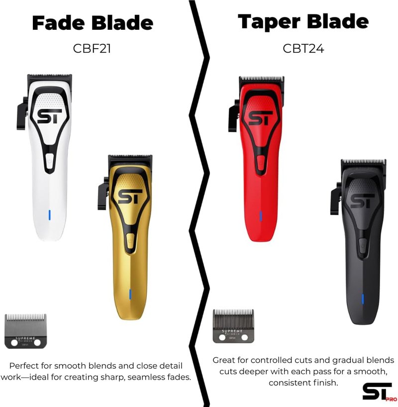 DLC Coated Steel Replacement Blade for Supreme Trimmer CBT24 - Taper Blade for Darkstar72 & Most Hair Clippers | Black
