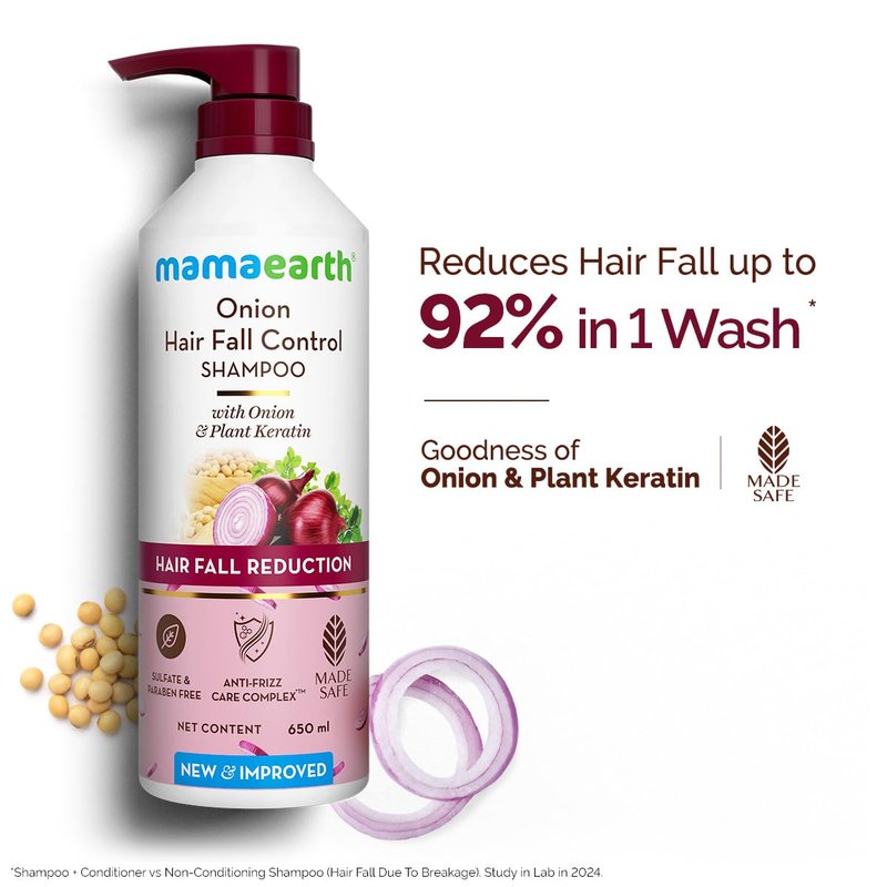 MAMAEARTH Onion Shampoo with Onion & Plant Keratin 21.98 Fl Oz (650ml)