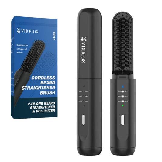 VIKICON Cordless Heated Beard Brush for Men, Electric Hot Comb,Mini Brush for Beard Grooming
