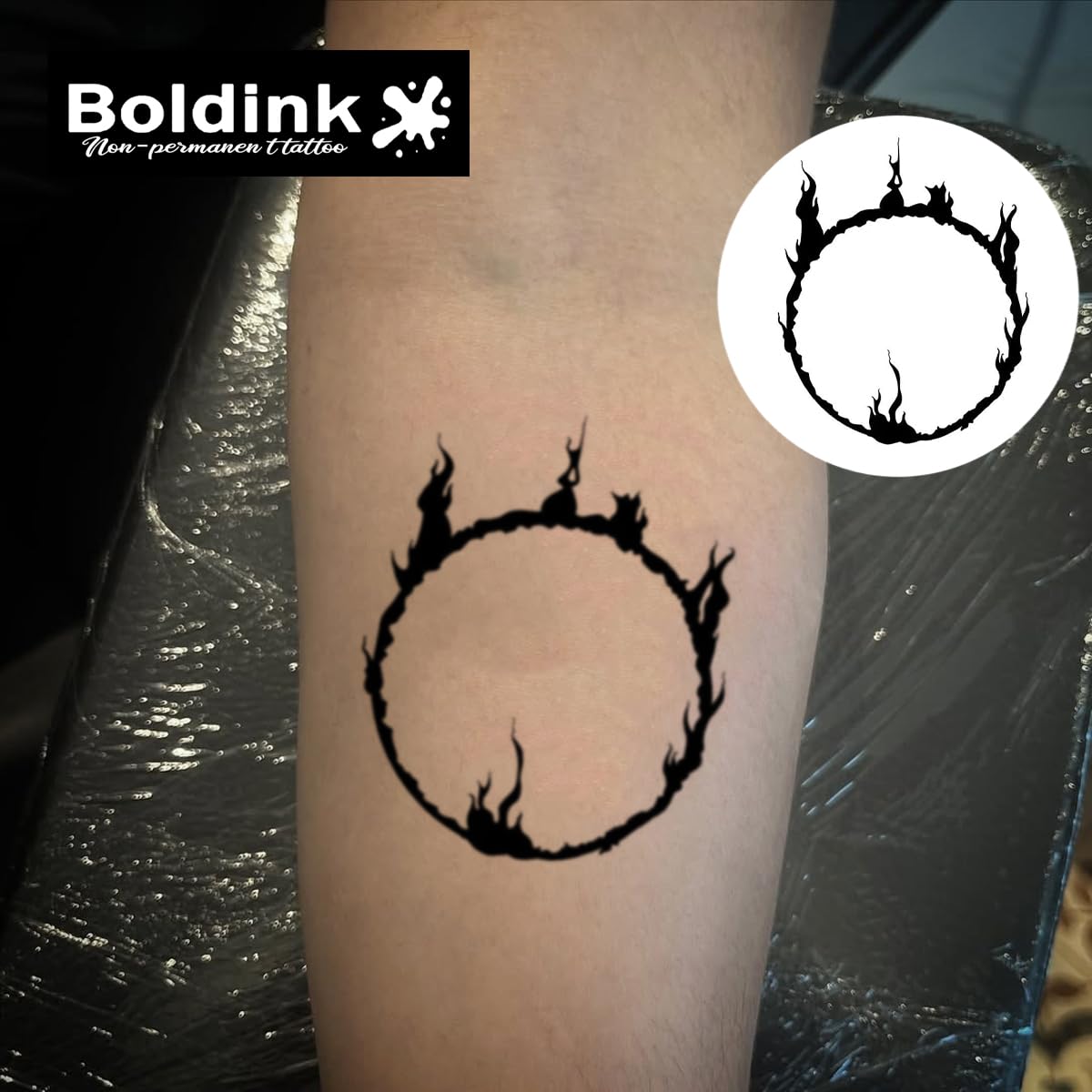 Boldink Temporary Tattoos, semi permanent tattoos, 15-day long lasting tattoo sticker, waterproof and anti-reflective, unique design(flame)