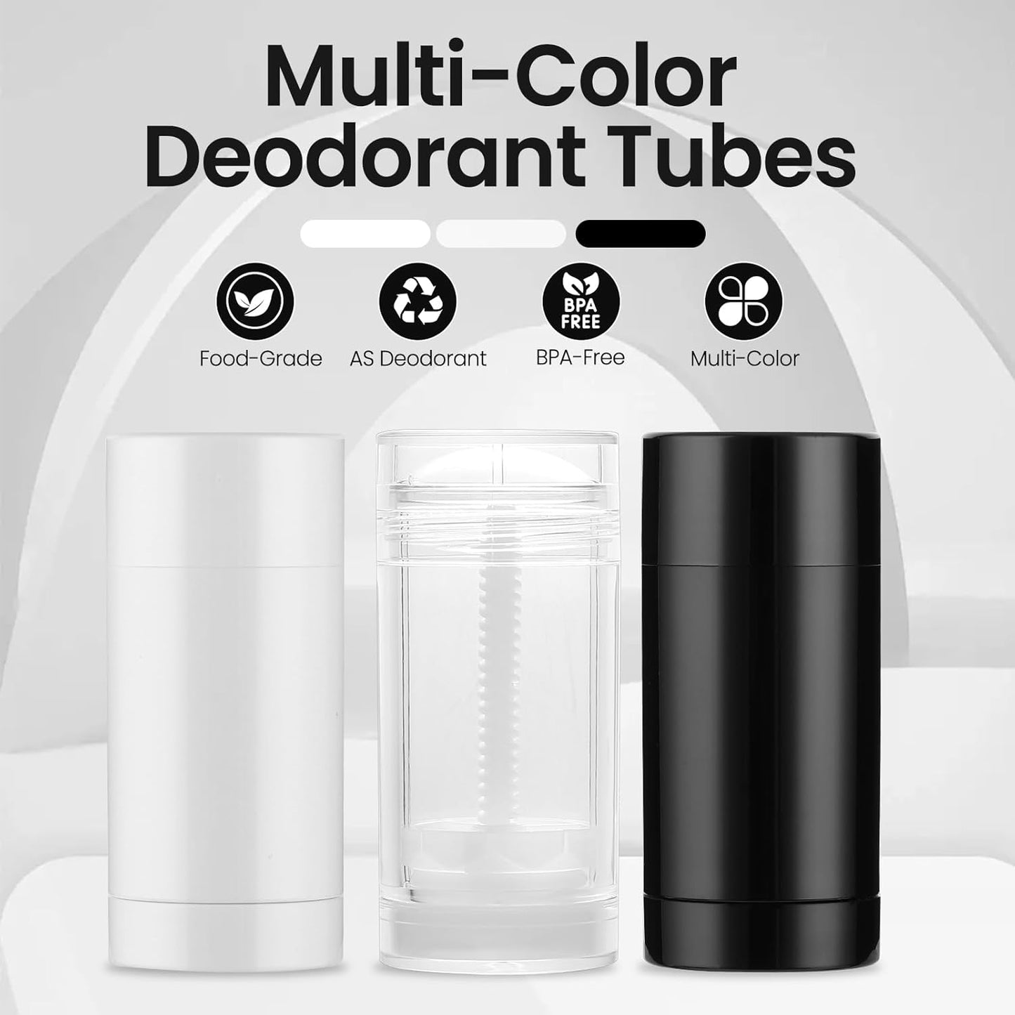 Black Empty Deodorant Containers - 10 Pack 2.5oz Refillable Twist-Up Tubes | Ideal for DIY Cosmetics