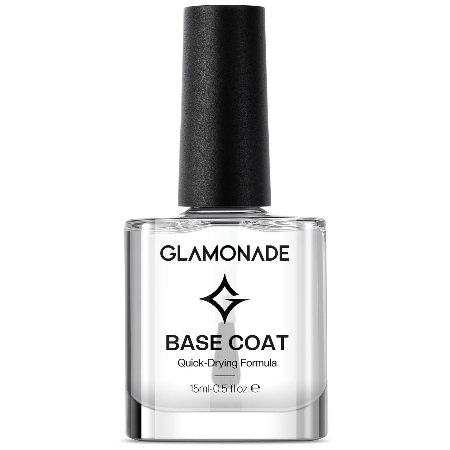 Glamonade Base Coat Nail Polish Clear: Quick Dry Nail Polish Long Lasting Fingernail Toe Polish Color Strengthener Natural Nail Repair 0.34 fl oz Nail