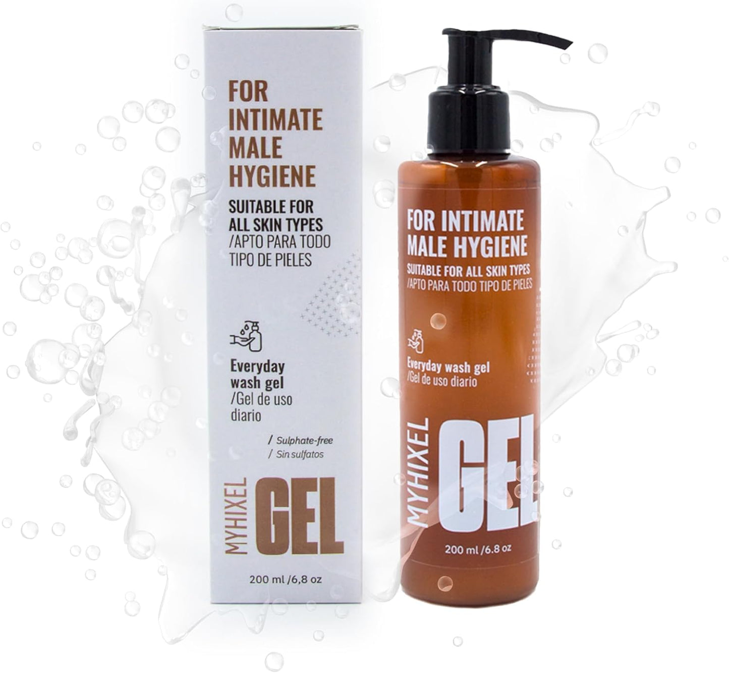MYHIXEL Men’s Intimate Wash | pH-Balanced Cleanser with Refreshing Scent | Sulfate-Free Daily Hygiene for Sensitive Skin | 6,76 oz (2 Pack)