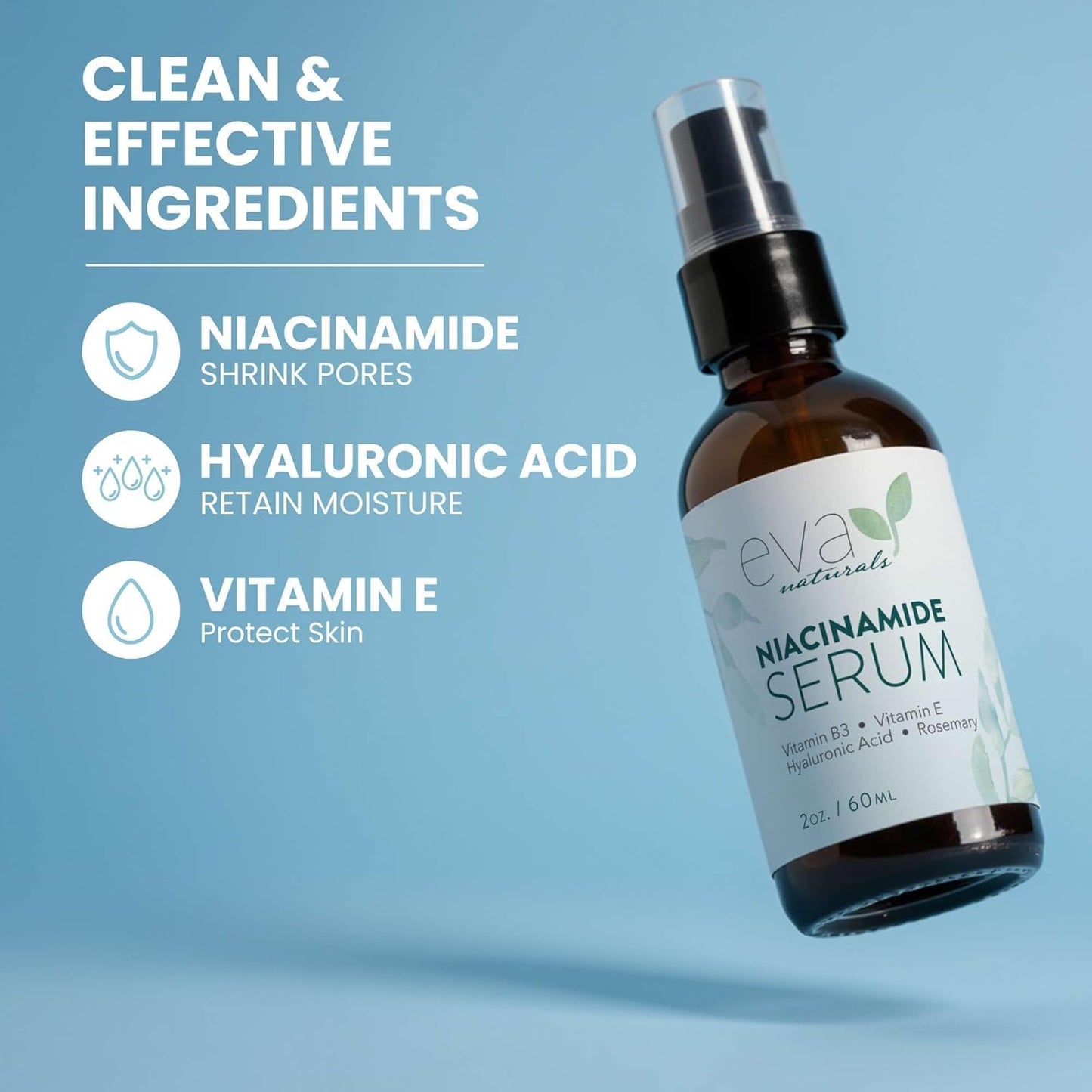 Niacinamide 5% Serum for Face - B3 Pore Minimizer & Acne Treatment with Hyaluronic Acid | 2oz Hydrating Formula