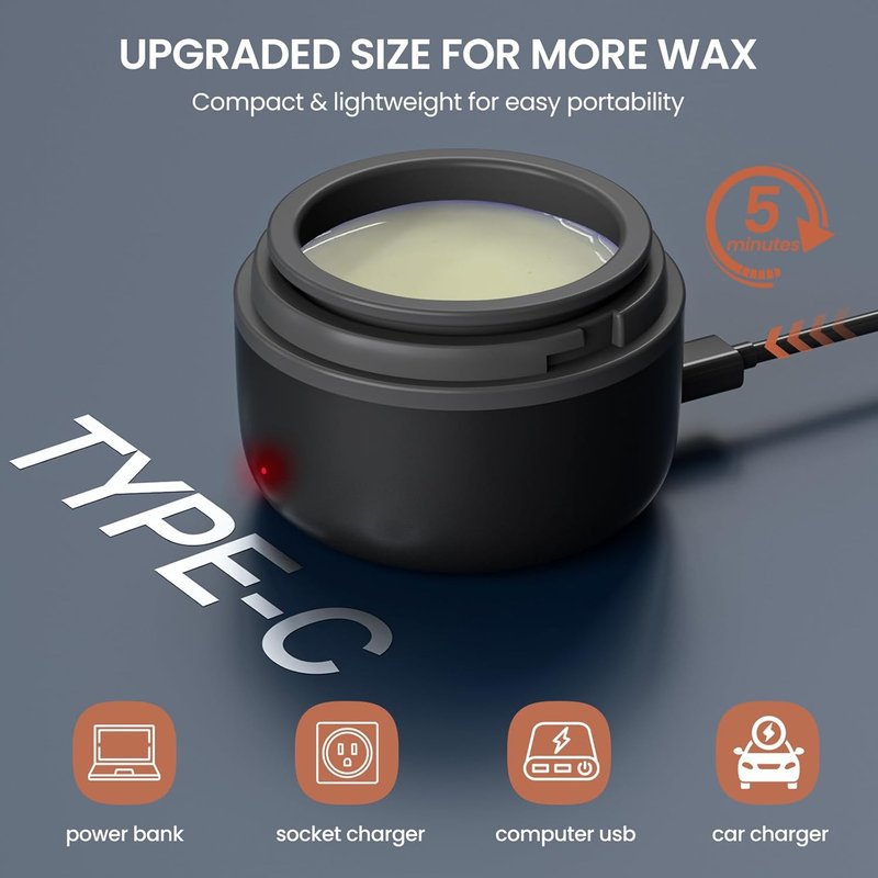 Nose Wax Kit for Men - Painless Ear Hair Removal | 100g Wax, 40 Sticks, USB Heating, Black