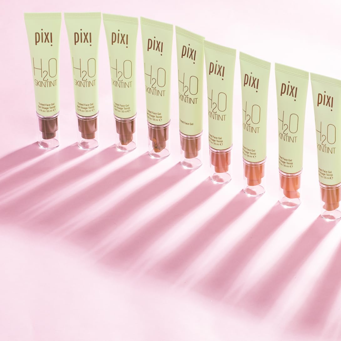 Pixi H2O SkinTint | Tinted Face Gel Moisturizer | Lightweight Hydrating Coverage with Hyaluronic Acid | Evens Skin Tone & Reduces Redness | Oil-Free Dewy Finish | Vanilla | 1.2 fl oz