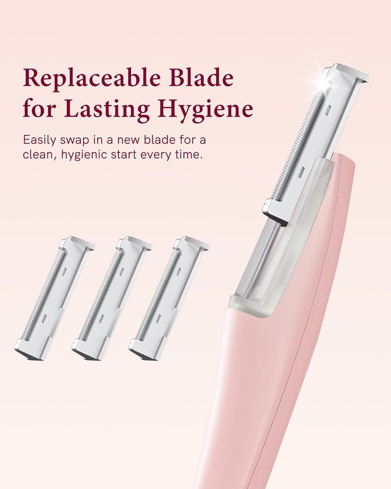Sonic Dermaplaning Tool - Professional Electric Facial Razor & Peach Fuzz Remover | 3-Speed Exfoliation, LED Light, Auto-Shutoff, 4 Blades