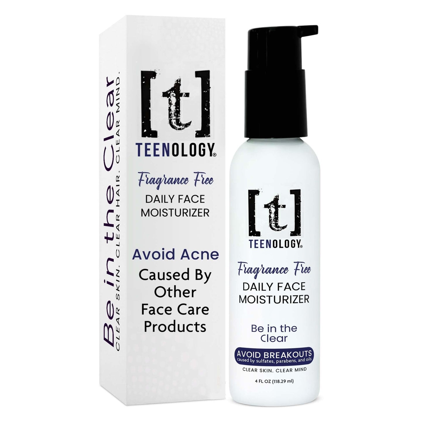 Teenology Face Moisturizer for Teens, Avoid Acne Breakouts, Sulfate & Paraben Free, with Natural Botanical Extracts - Daily Skin Care Cream for Clear & Healthy Skin, 4 oz - (Fragrance Free)