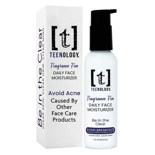 Teenology Face Moisturizer for Teens, Avoid Acne Breakouts, Sulfate & Paraben Free, with Natural Botanical Extracts - Daily Skin Care Cream for Clear & Healthy Skin, 4 oz - (Fragrance Free)