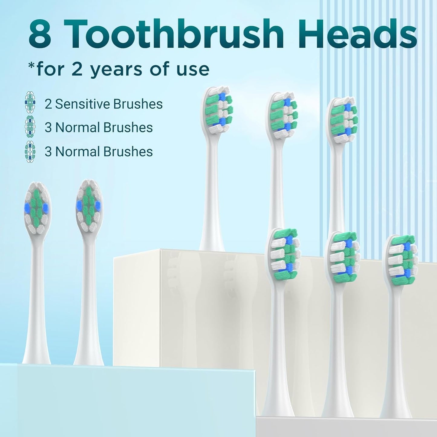 Fronix Electric Toothbrush for Adults with 8 Brush Heads, Sonic Toothbrush Rechargeable with a Holder & Travel Case, 2.5 Hours Charge for 120 Days Use - Purple