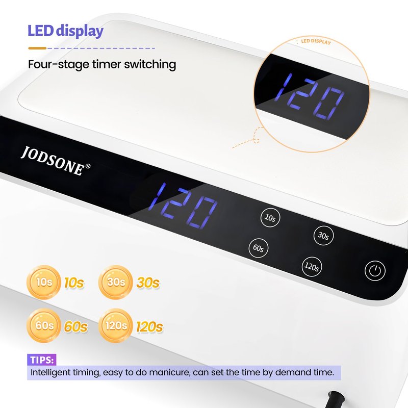 JODSONE Professional Nail Lamp with Hand Pillow for Salon 4 Timers Removable Base Smart Touch Screen Large Space U V Lamp for Gel Polish