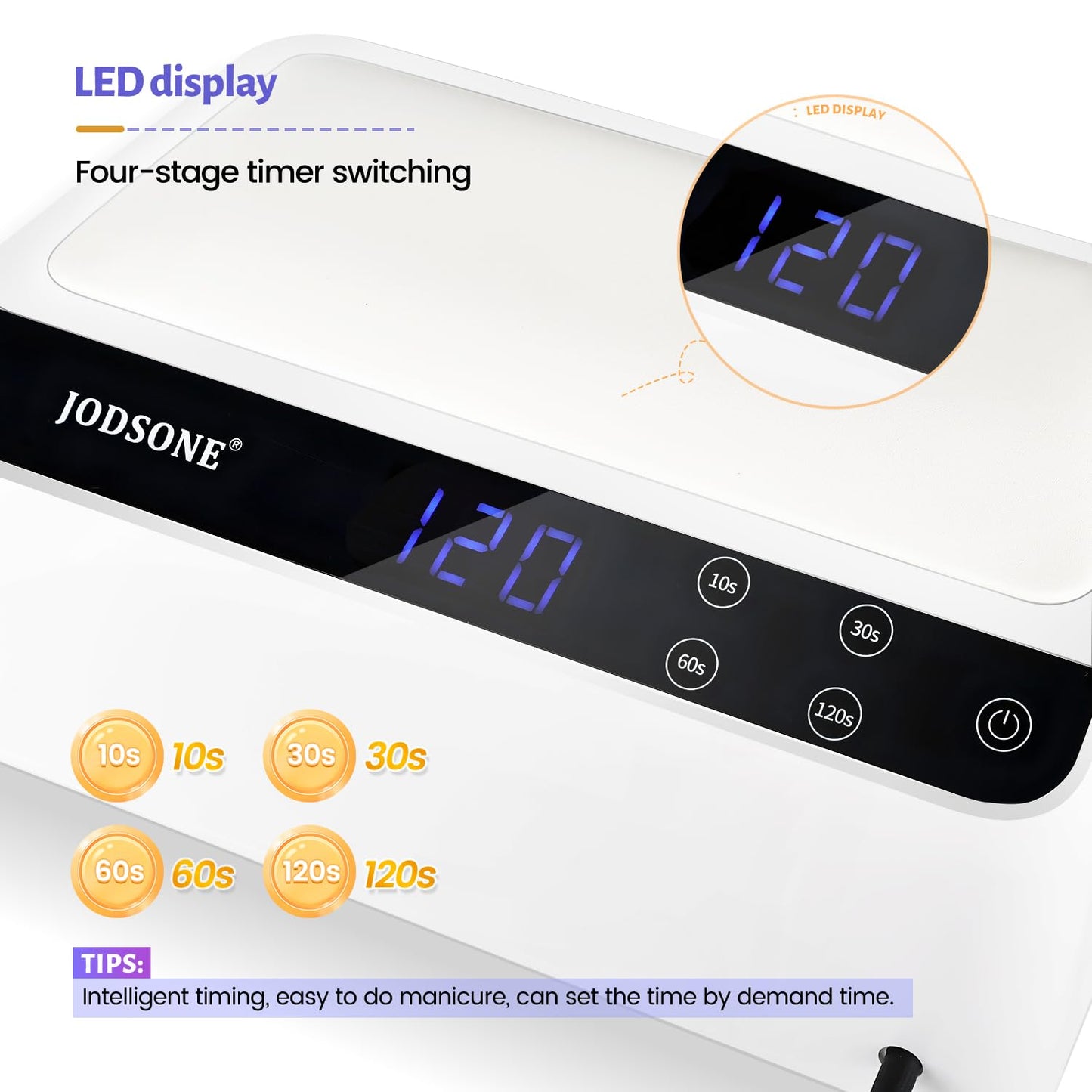 JODSONE Professional Nail Lamp with Hand Pillow for Salon 4 Timers Removable Base Smart Touch Screen Large Space U V Lamp for Gel Polish