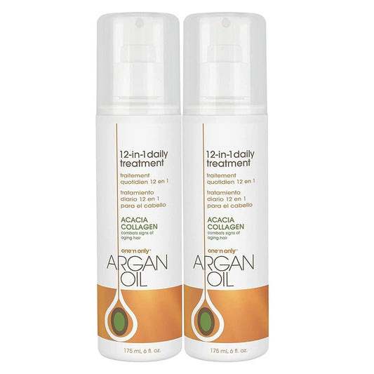 One N' Only Argan Oil 12-in-1 Daily Treatment Lightweight, Helps Control Frizz, Smooths, Detangles, Moisturizes, Strengthens and Adds Body to Dry, Damaged Hair, 6 Fl Oz (2pk)