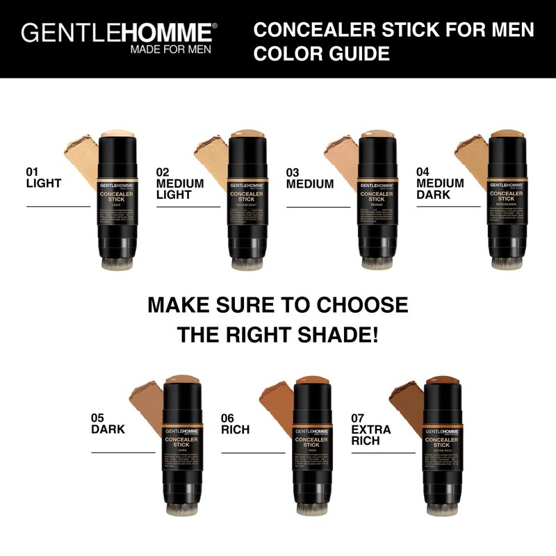 Concealer Stick with Brush for Men - Eraser Dark Circles - Men’s Multi-Use Concealer - Dual Sided Full Coverage with Soft Brush - Buildable Coverage Makeup - All Skin Types - (Medium)
