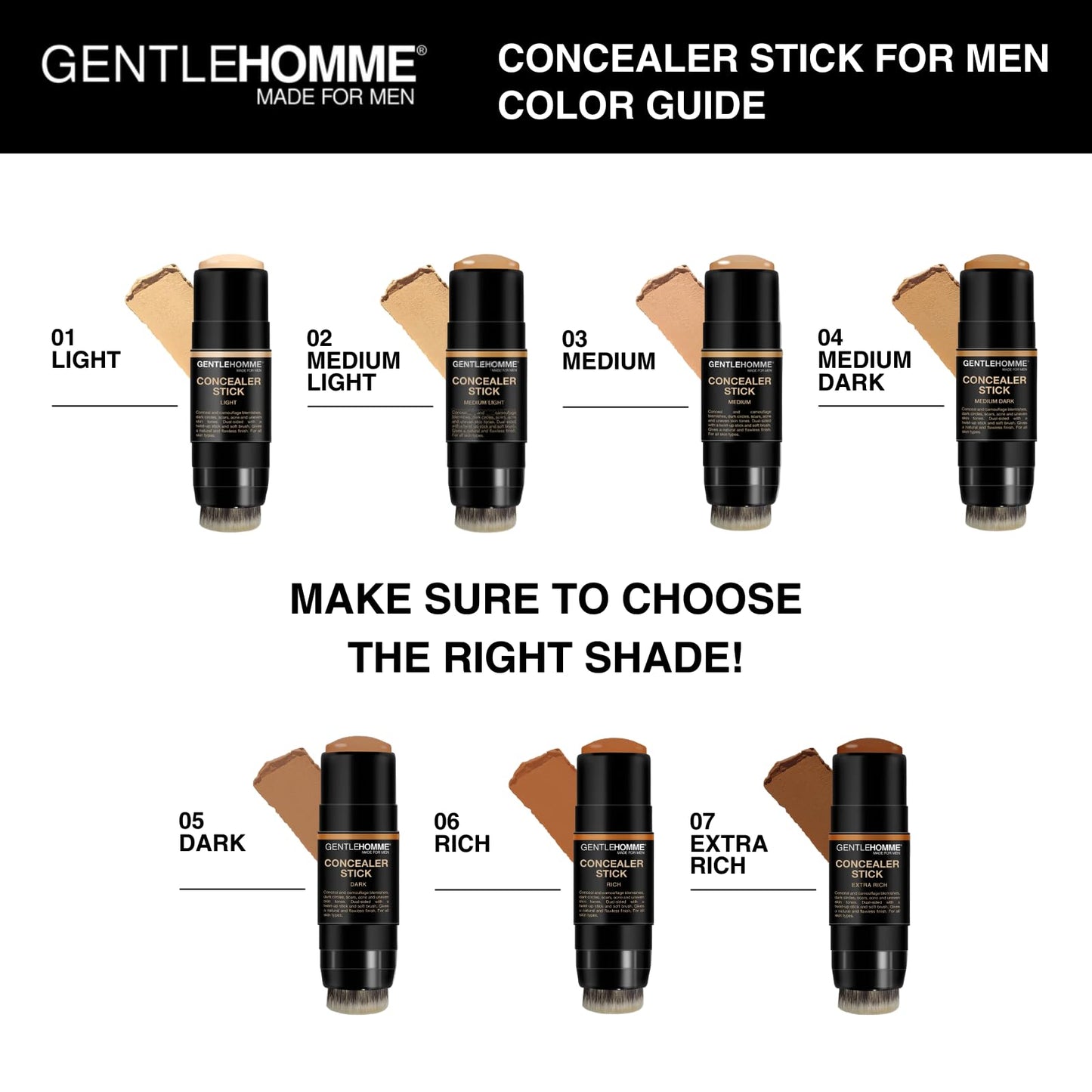 Concealer Stick with Brush for Men - Eraser Dark Circles - Men’s Multi-Use Concealer - Dual Sided Full Coverage with Soft Brush - Buildable Coverage Makeup - All Skin Types - (Medium)