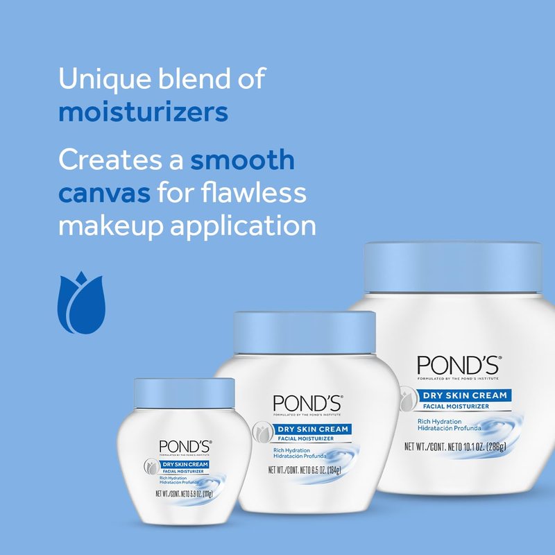 POND’S Dry Skin Cream – Moisturizing Face Cream for Deep Hydration – Daily Hydrating Facial Moisturizer for Radiant Skin – Dermatologist Tested, Non-Comedogenic Face Moisturizer, 10.1 oz, 3 Pack