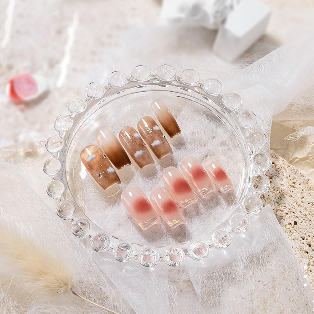 GSHLLO 2 Pcs Clear Glass Nail Polish Palette Nail Art Plate Nail Color Mixing Tray Nail Painting Display Board Cosmetic Makeup Mixer Palette