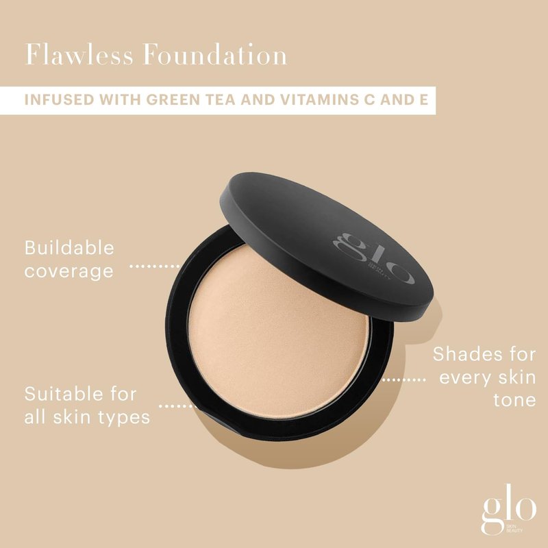Glo Skin Beauty Pressed Base Powder Foundation, Natural Light – Buildable Sheer to Full Coverage, Long Wear Face Powder Compact, Pressed Powder Makeup for Smooth, Semi-Matte Finish