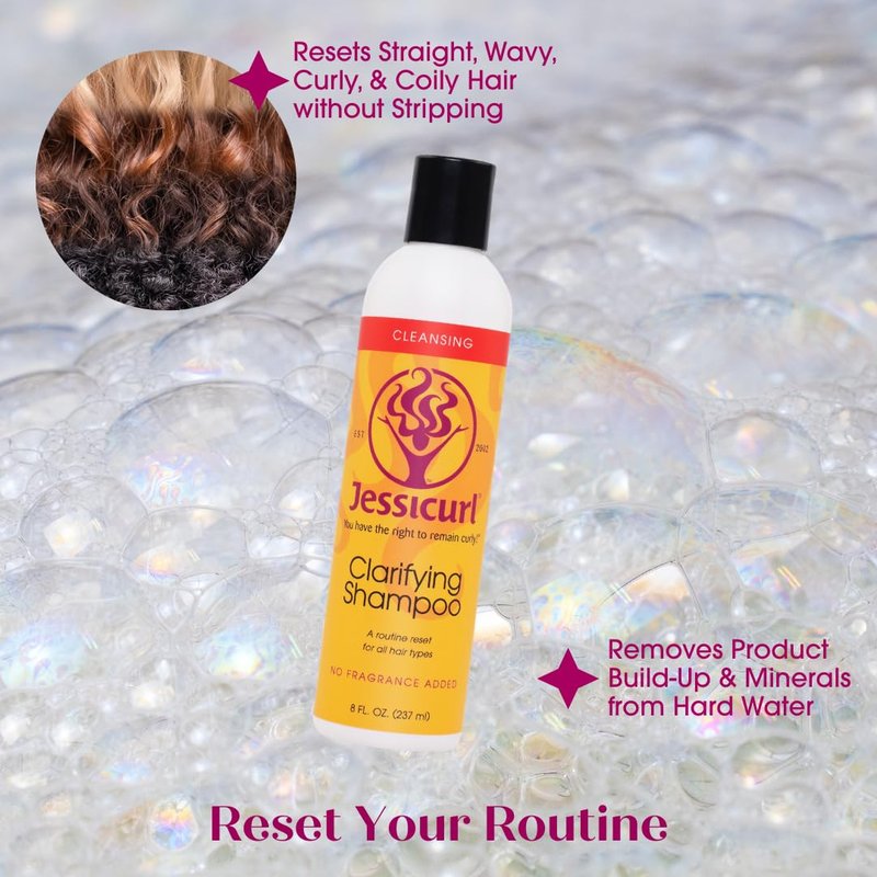 Jessicurl Clarifying Shampoo - Fragrance-Free Formula for Wavy, Curly & Coily Hair | 8 Fl Oz