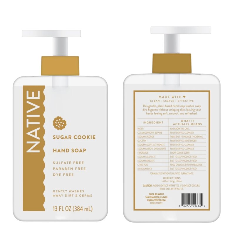 Native Holiday Hand Soap Set, Sugar Cookie and Winter Cashmere Scents, 13 Fl Oz Each, Sulfate-Free, 2-Pack