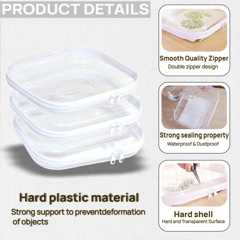 Clear Hard Plastic Zipper Cases - 3PCS Portable Travel Organizer for Makeup, Toys, Snacks | Multi-Use Storage Bags