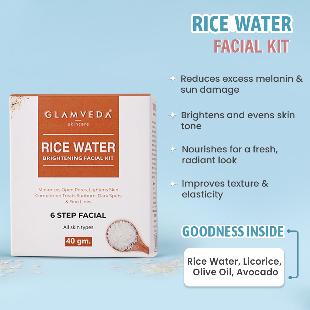 Glamveda Korean Rice & Ceramide 3 Step Skincare Routine| Face Wash, Facial Kit & Peel Off Mask | Skin Brightening & Anti Dullness | For Men and Women