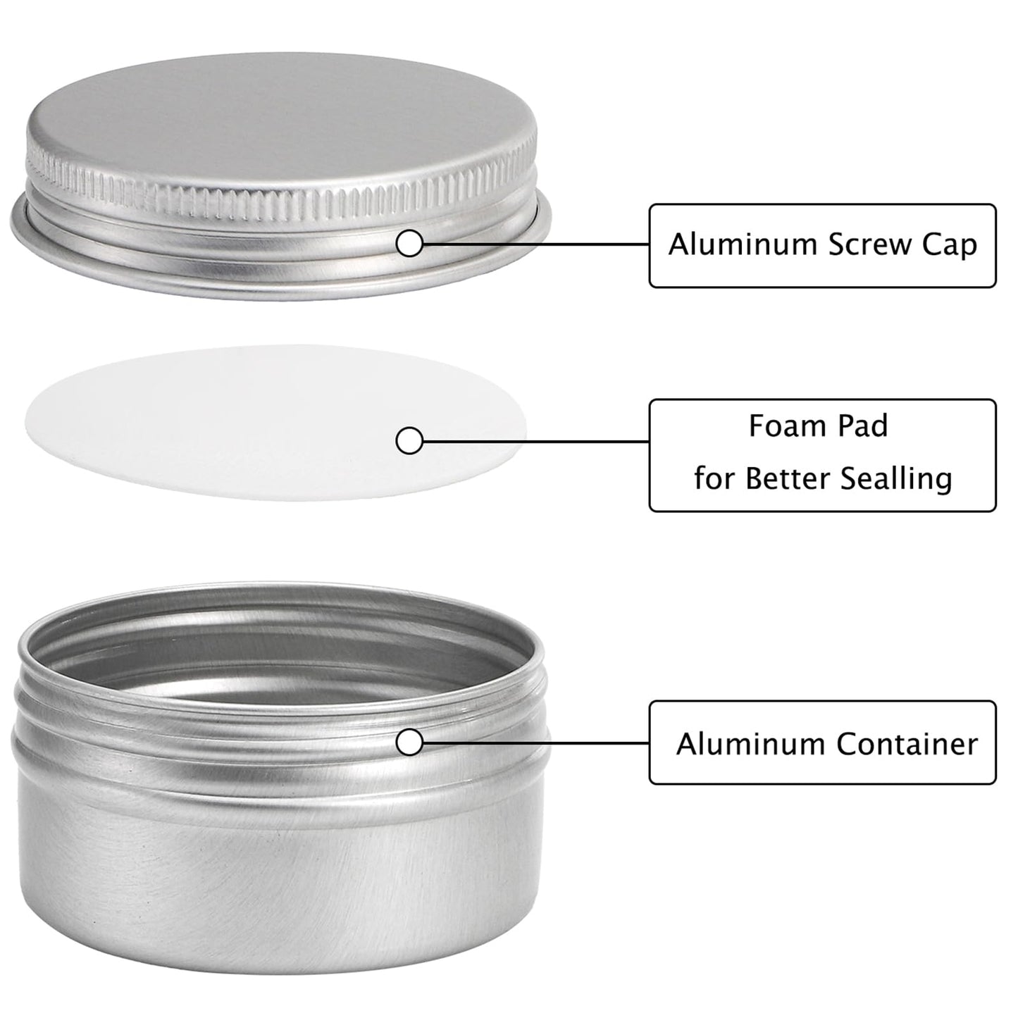 Tosnail 48 Pack Mini Metal Round Tins with Screw Lids, 1.85 Inch Empty Sample Jars, Travel Storage Containers, 1 OZ / 30 ml