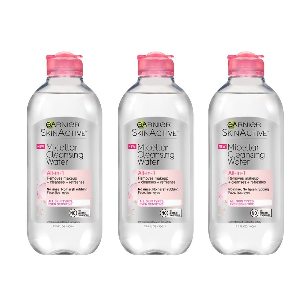 Garnier SkinActive Micellar Cleansing Water - Gentle Makeup Remover for All Skin Types | 13.5 Fl Oz (Pack of 3)