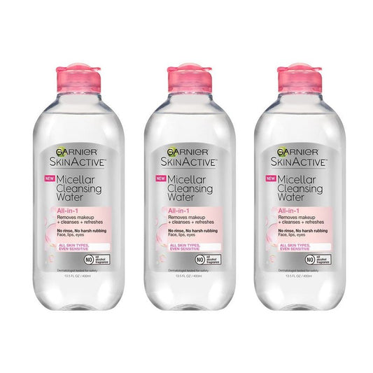 Garnier SkinActive Micellar Cleansing Water - Gentle Makeup Remover for All Skin Types | 13.5 Fl Oz (Pack of 3)