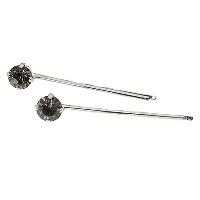 L. Erickson Little Gem Bobby Pins - Elegant Black Diamond & Silver Design | Perfect for All Hair Types