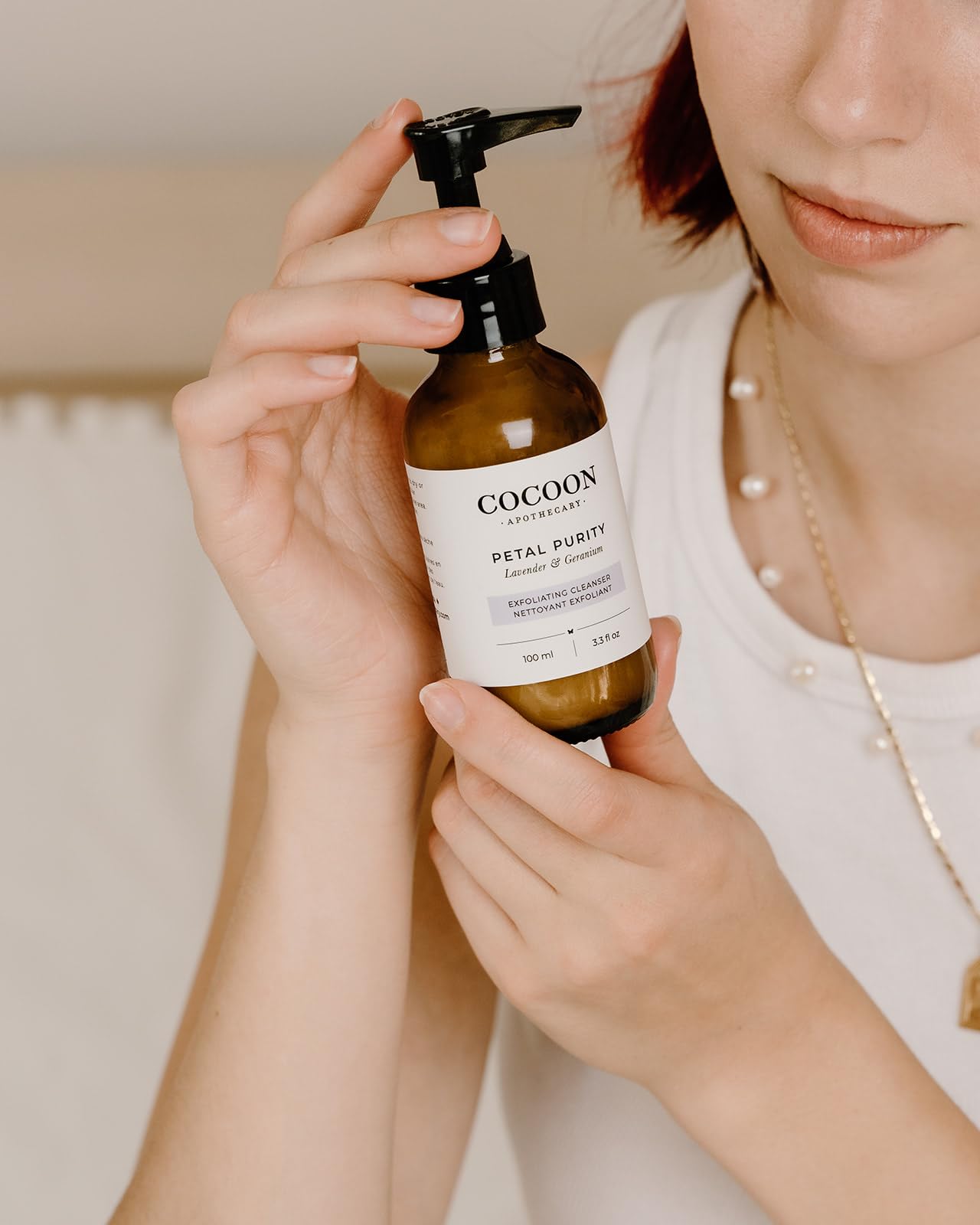 COCOON APOTHECARY 3.3 fl oz Petal Purity Exfoliating Cleanser, Ecocert Cosmos Natural | Gentle Exfoliating Face Cleanser For Dry/Normal Skin, Purify, Coconut Oil, Almond Oil, Lavender, Geranium