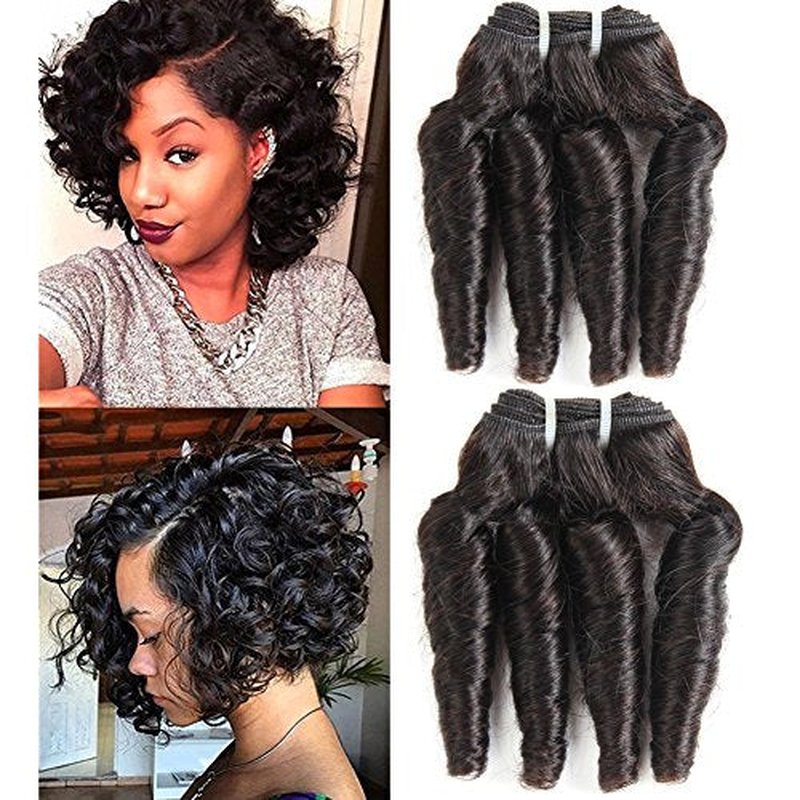 Molefi Brazilian Virgin Funmi Hair Bundles Burmese Curly Bundles Human Hair Short Curly Weave 9A Unprocessed Brazilian Human Hair Extensions 100g/pc Natural Color (10 12inch 100g/pc)