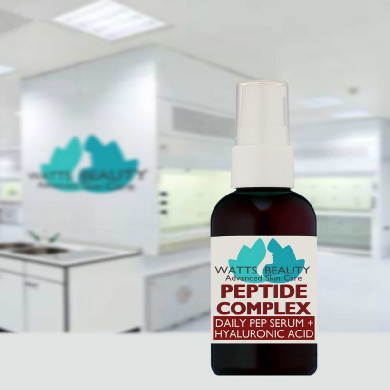 Watts Beauty Peptide Anti-Aging Face Serum - Hyaluronic Acid and Collagen Boosting Daily Face Care Polypeptide Complex with L-Arginine Firms Wrinkles and Boosts Collagen in 2 oz Pump Bottle