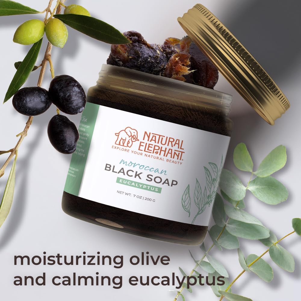 Moroccan Black Soap - Natural Eucalyptus Essential Oil | 1kg (2.2 lbs) Bulk Size