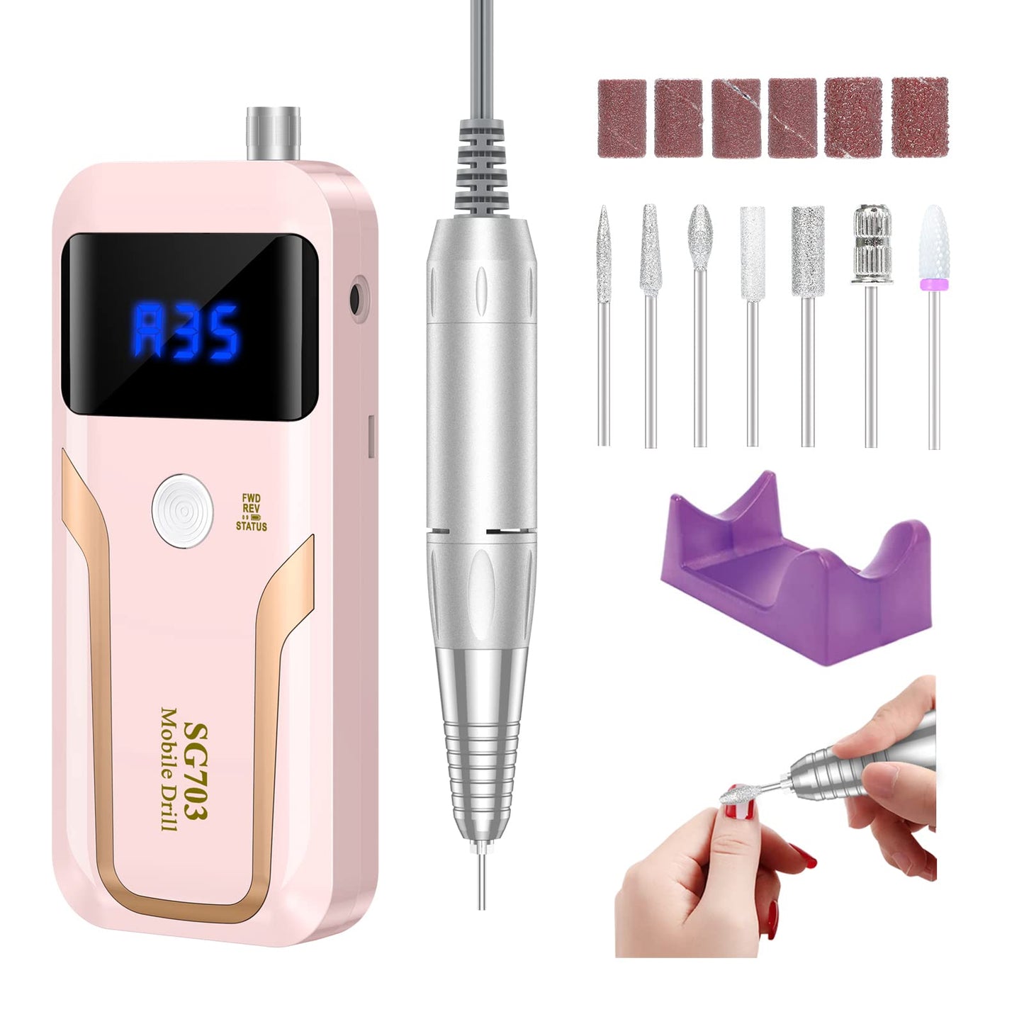 MOCOWIND Portable Nail Drill Professional 35000RPM, Electric Nail File