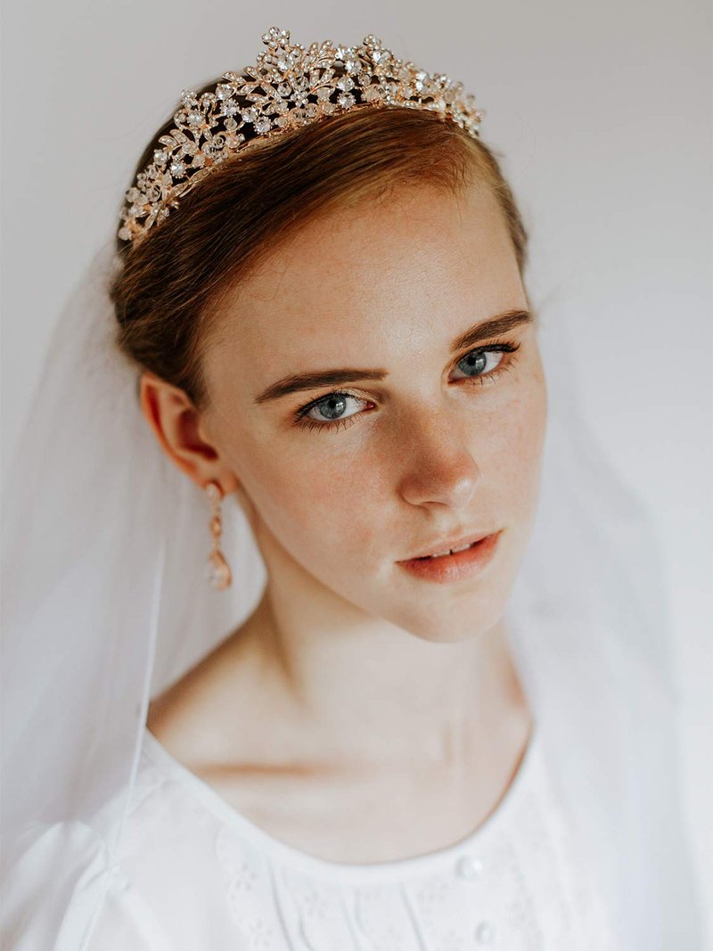 Rose Gold Wedding Tiara for Women - Rhinestone Pageant Crown | Elegant Headband for Brides & Girls