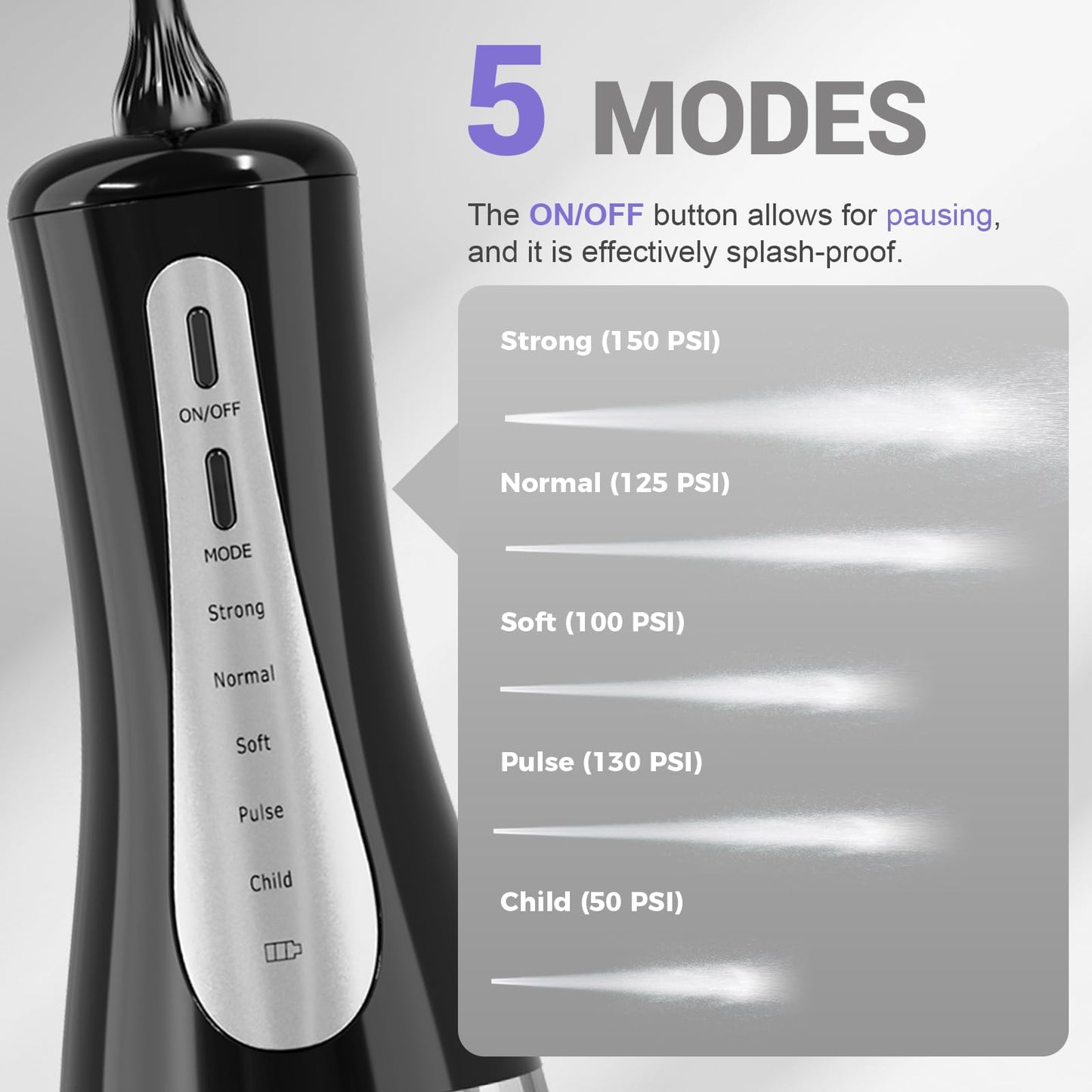 GOLDANT 2026 New 350ML Water Dental Flosser Teeth Pick with Bag, 5 Modes Portable Cordless Oral Irrigator Cleaner, Electric Rechargeable IPX7 Waterproof for Home Travel Teeth Cleaning Flossing (Black)