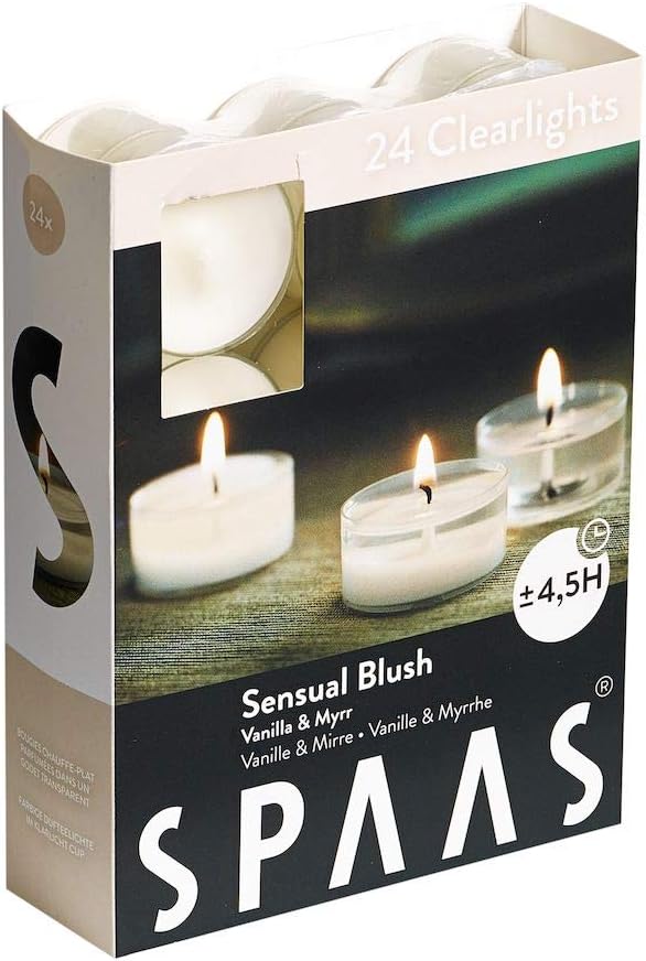 Morning Breeze Scented Tealights - Spaas 24 Clear Cup Candles, 4.5 Hour Burn Time