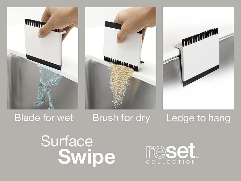 Kohler Kitchen Sink Squeegee & Countertop Brush - Multi-Purpose, Cleans Wet & Dry Spills | Dishwasher Safe, White