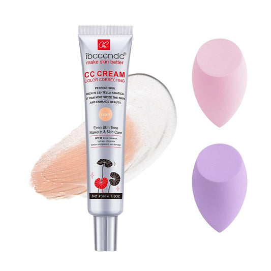 DEERELF Color Correcting CC Cream Foundation, Invisible Pores Concealer, Centella Asiatic Moisturizing Waterproof CC Cream SPF 25