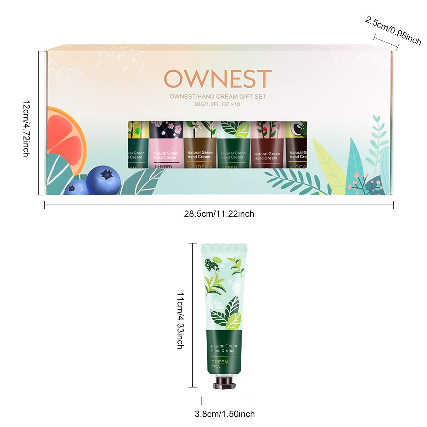 Ownest 10 Pack Hand Cream Kit, Plant Fragrance Moisturizing Hand Care Cream, Hydrating Formula Hand Lotion for Dry Crack Skin, Protable Travel Size, Best Gift Kit for Birthday Christmas