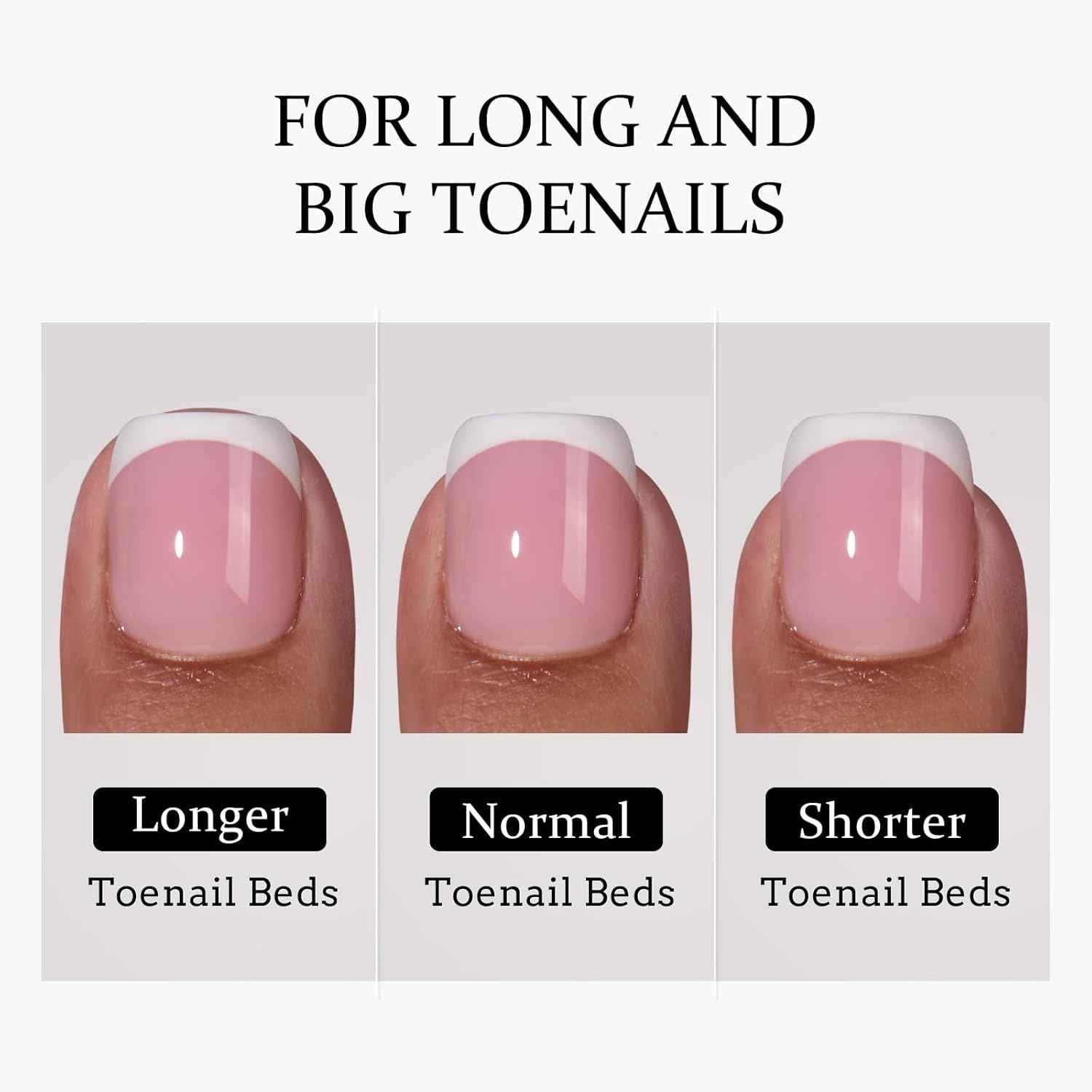 Pastel French Toe Nails Set - Gap-Filled Solid Nail Gel by BTArtbox