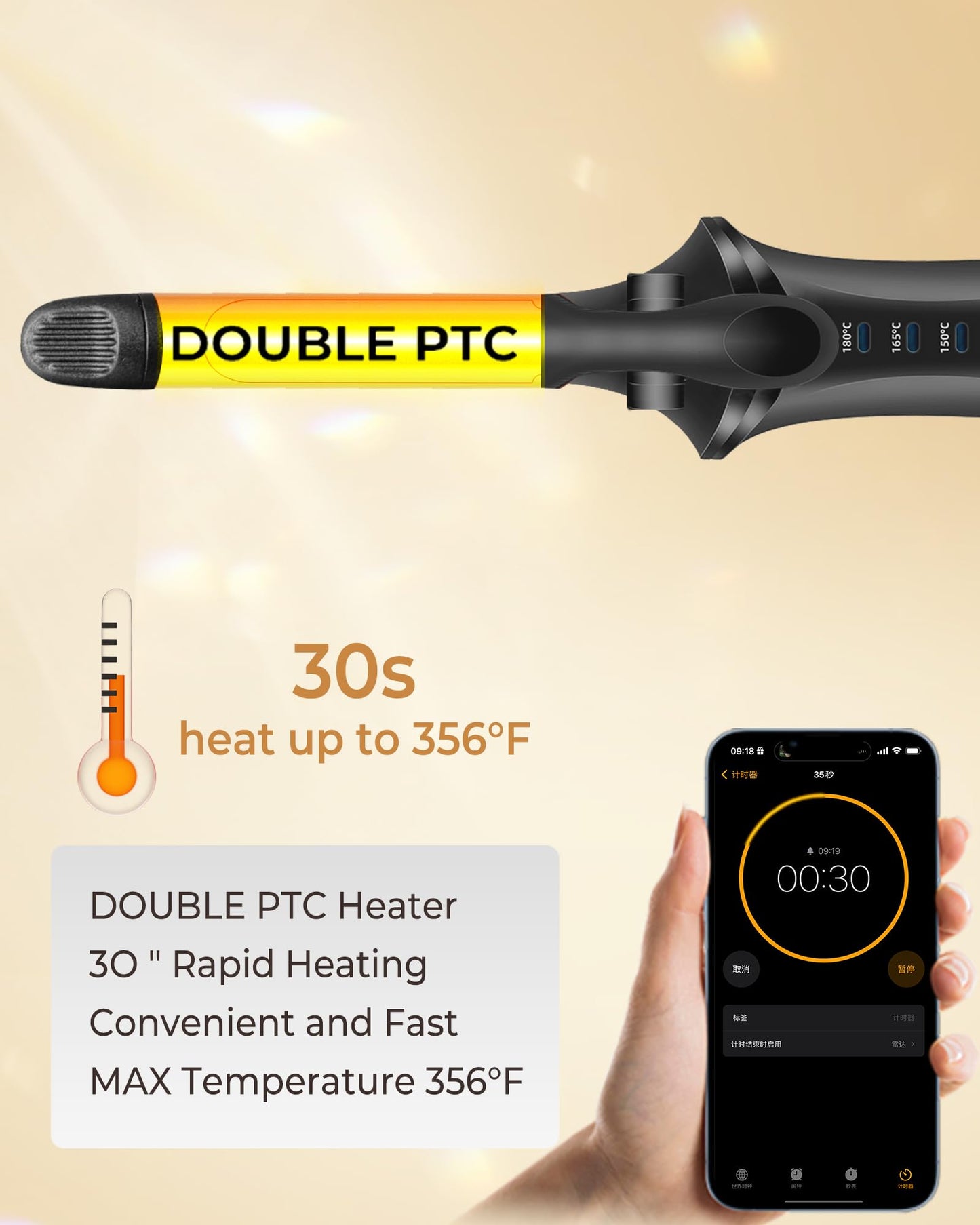 Cordless Curling Iron,4000 mAh USB Rechargeable Mini Travel Curling Iron