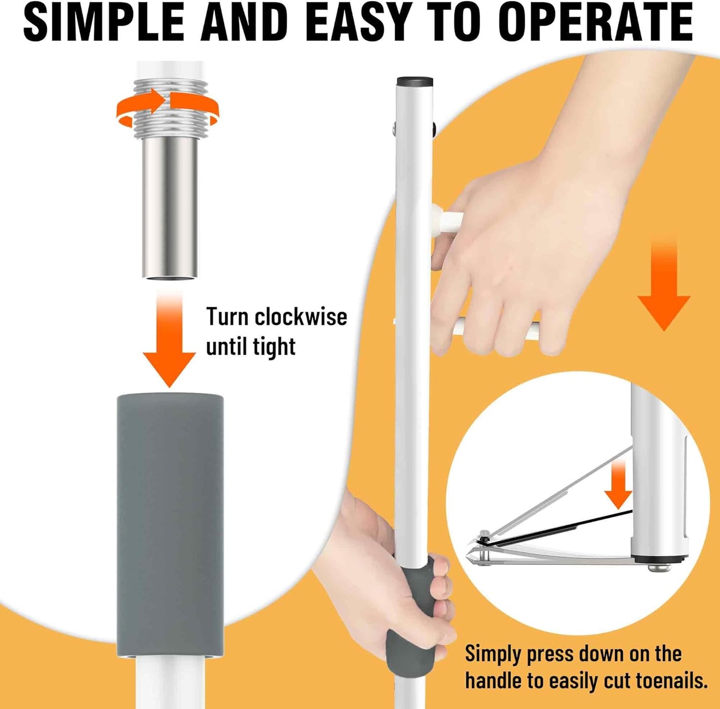 Long Handled Toenail Clippers - Ergonomic Design for Thick Nails | Ideal for Seniors & Arthritis Sufferers, 50cm