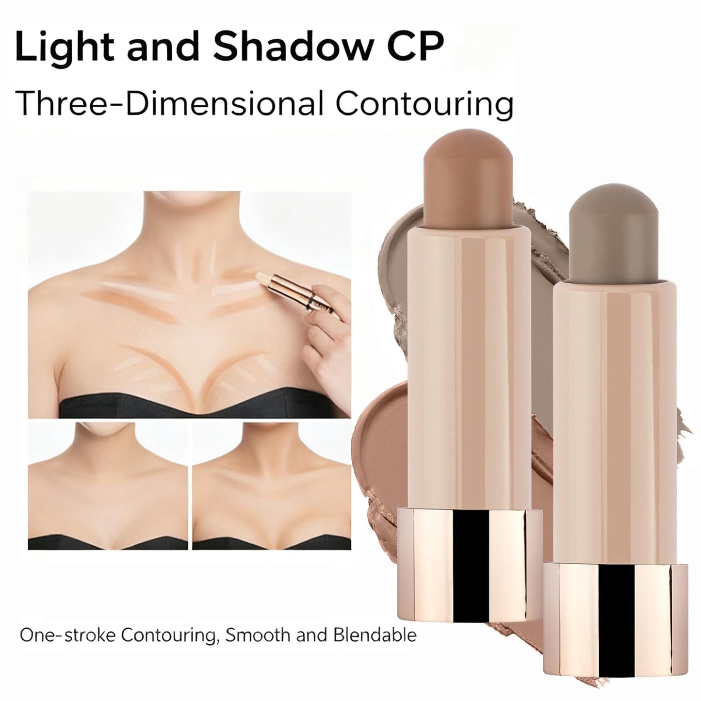 Cool Toned Creamy Contour Stick – Extra-Size Waterproof & Sweat-Proof Matte Bronzer for Fair Skin, Smooth Blendable Face & Nose Shading, Travel-Ready Long Wear Contour Stick (01#Cold Gray Brown)